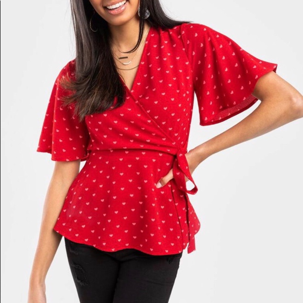 Francesca’s: AVERY HEART WRAP BLOUSE